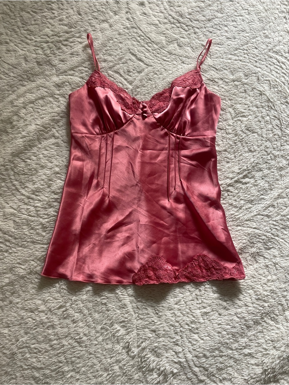 Satin Lace-Trim Cami